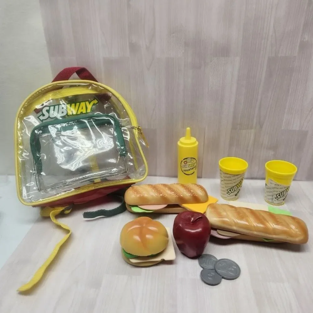 Subway Toy Food Childs Zip Backpack 24 Pieces Plastic Pretend Play Sandwich Bag